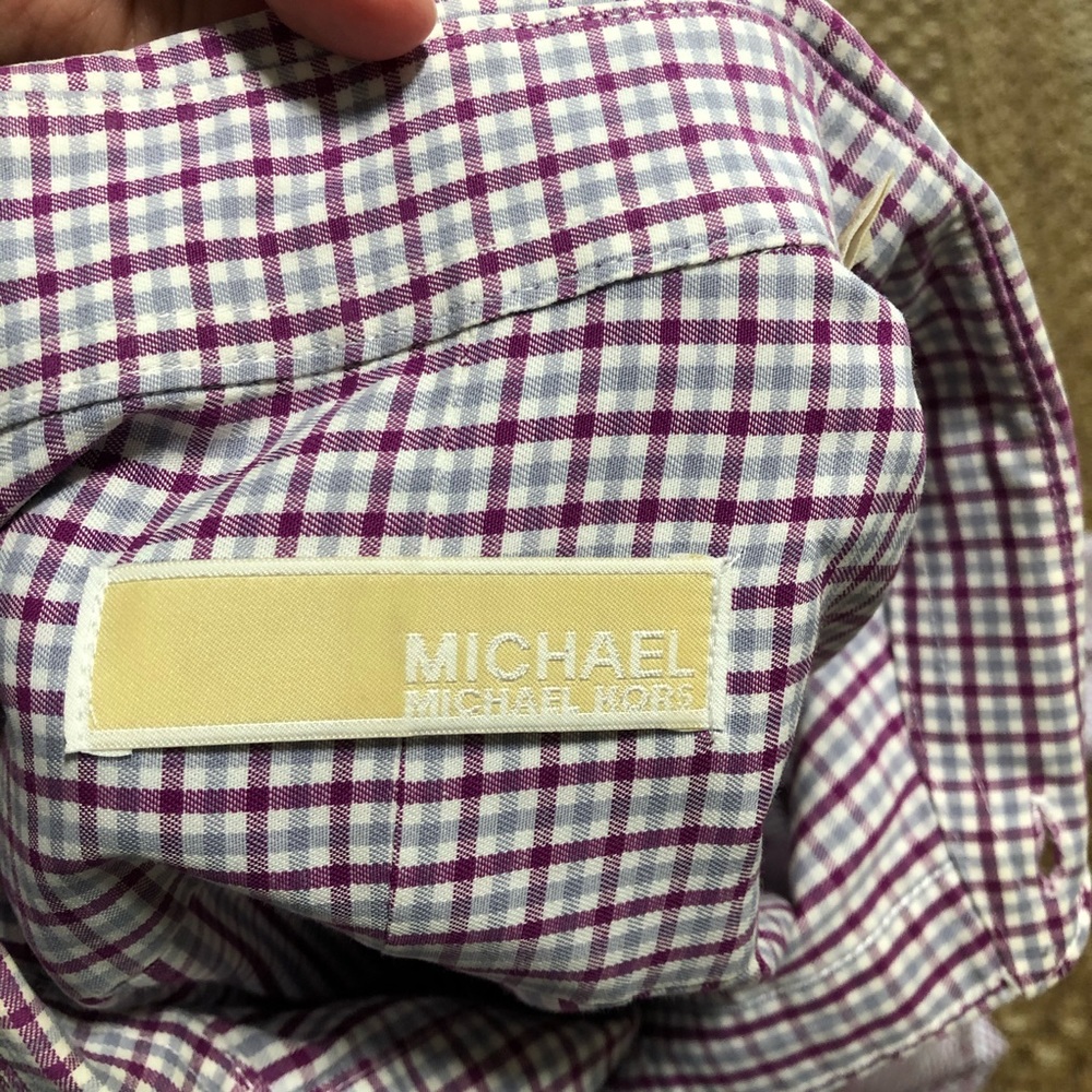 MICHAEL KORS Plaid Fuchsia‎ & Purple Shirt - Picture 6 of 11